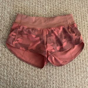 Lululemon Speed Up Shorts Pink Camo Size 2